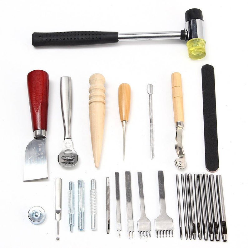 42pcs Leather Craft Punch Tools Kit Sewing Stitching Groover Etsy