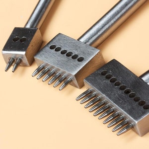 4/5/6/8mm cuero puntada prong perforar agujeros redondos / cuero borde cincel redondeado agujeros cuero herramienta artesanal de la herramienta de la herramienta de la artesanía del borde de la herramienta artesanal