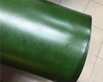 Dark Green Color Full Grain Veg-Tanned Leather Piece Cowhide Leather Craft DIY Material