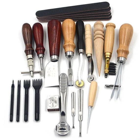 7 In 1 Adjustable Stitching Groover Crease Leather Tools Lot DIY Leather Set Kit