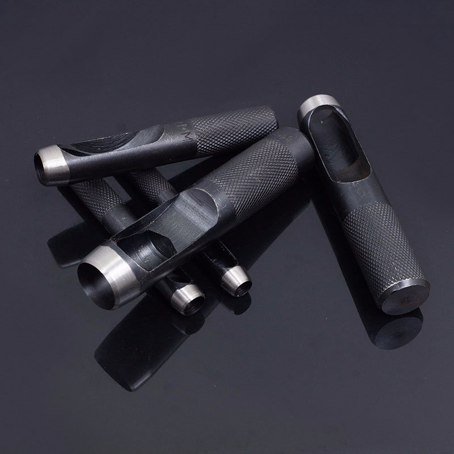 BQLZR 5-Piece Heavy Duty Steel Leather Hole Punch Set – 1mm To 5mm Hollow Punches For Belt Making, Gaskets, Crafting