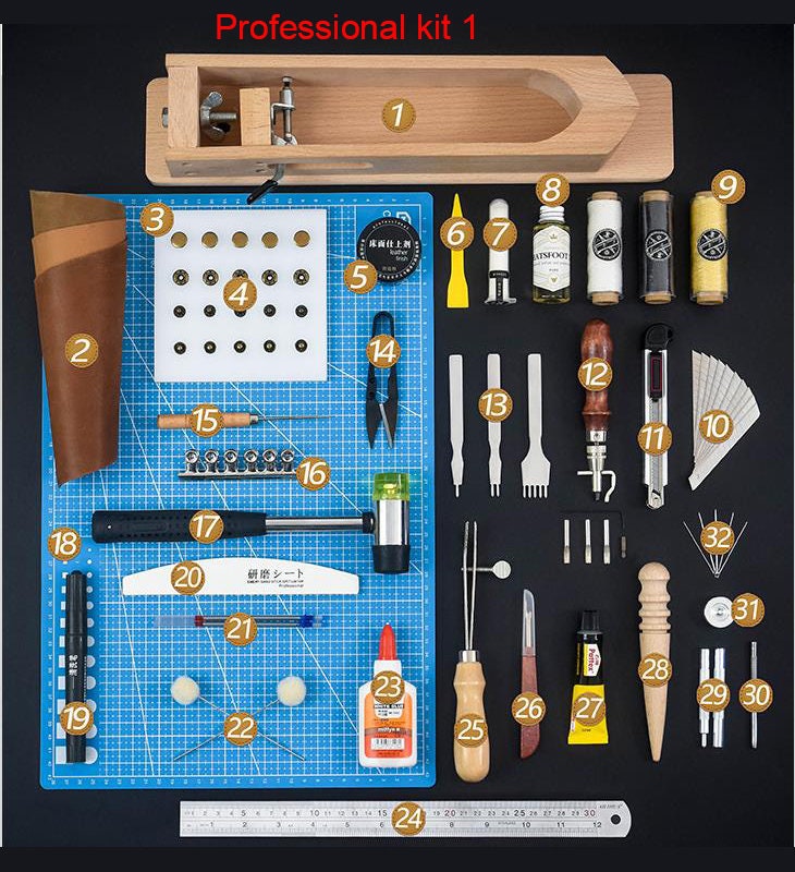 Pingle Professional Leathercraft Tools Kit for Hand Sewing, Stitching,  Marking & Cutting, Perfect for Beginners and Experts E