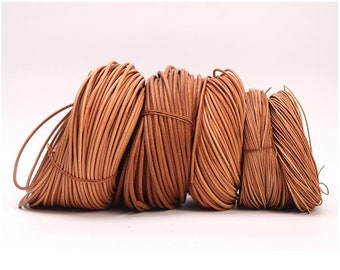 Genuine Leather Cord 2-5-10 meters String Lace Rope Natural Veg-tan Leather Strap Strings Woven Rope Necklace 1.5-5mm