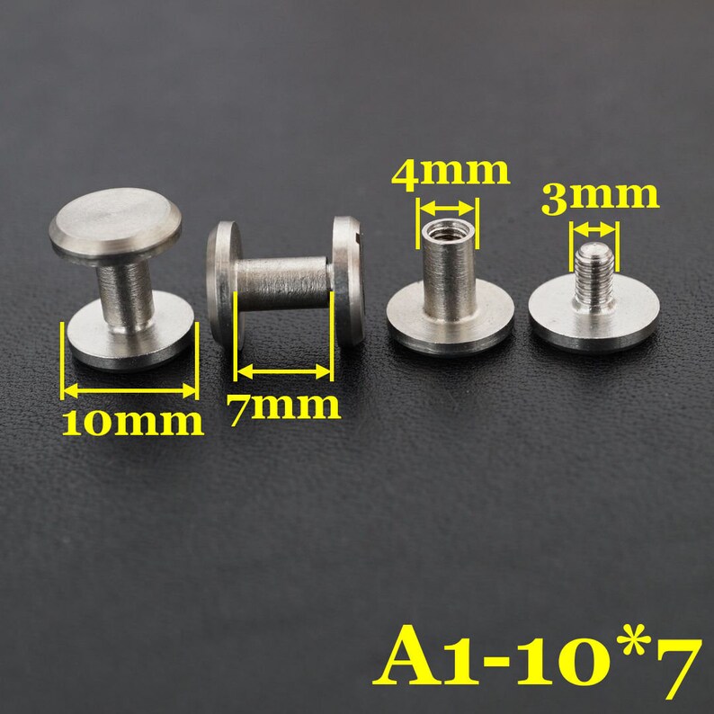 10 Sets LeatherCraft Wallet Purse bag Stainless steel Belt Screw Luggage Nail Rivet Metal Screw Rivets DIY Making Supply