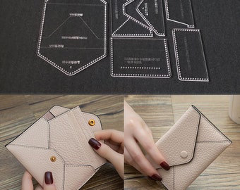 Leathercraft Coin Purse Mini bag Short Wallet Purse Acrylic Template Pattern stencil Leather
