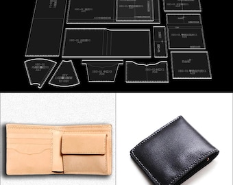 Short Wallet Purse Template Clear Acrylic Leather Pattern Kraft paper pattern leathercraft DIY tool