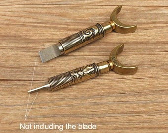 Metal Dual Bearing Swivel Carving Knife retro bronze color Leather craft Tool DIY Blade Tool