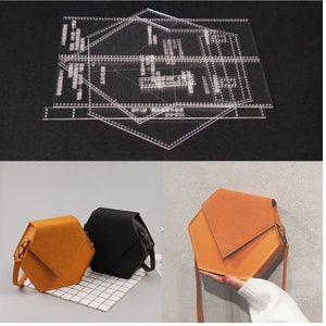 Handmamde Woman Handbag Acrylic Template Leather Pattern DIY Hobby Leathercraft Sewing Pattern Stencils 20x24x11cm