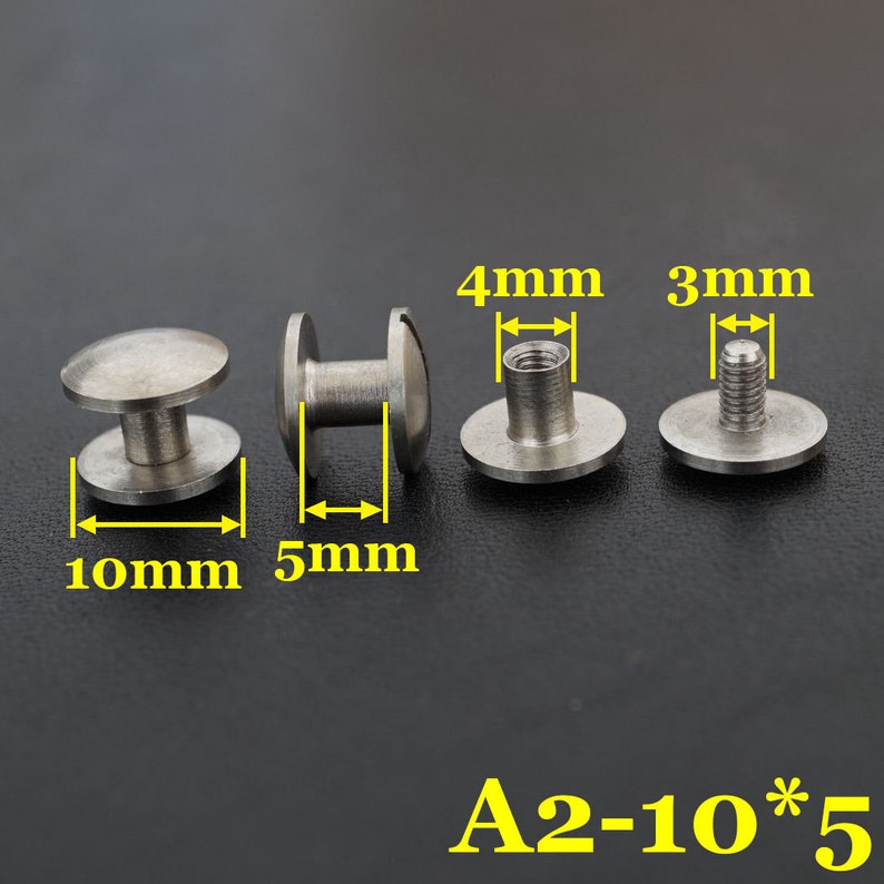 10 Sets LeatherCraft Wallet Purse bag Stainless steel Belt Screw Luggage Nail Rivet Metal Screw Rivets DIY Making Supply