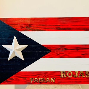 Puerto Rico Burnt Wood Flag