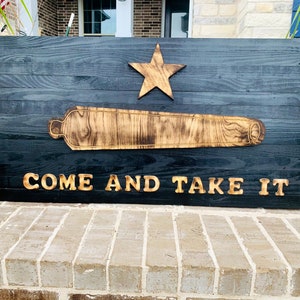 Come and Take It Burnt Wood Flag