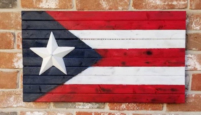 Puerto Rico Burnt Wood Flag | Etsy