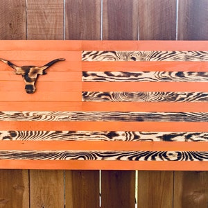 UT Longhorns Burnt Wood Flag