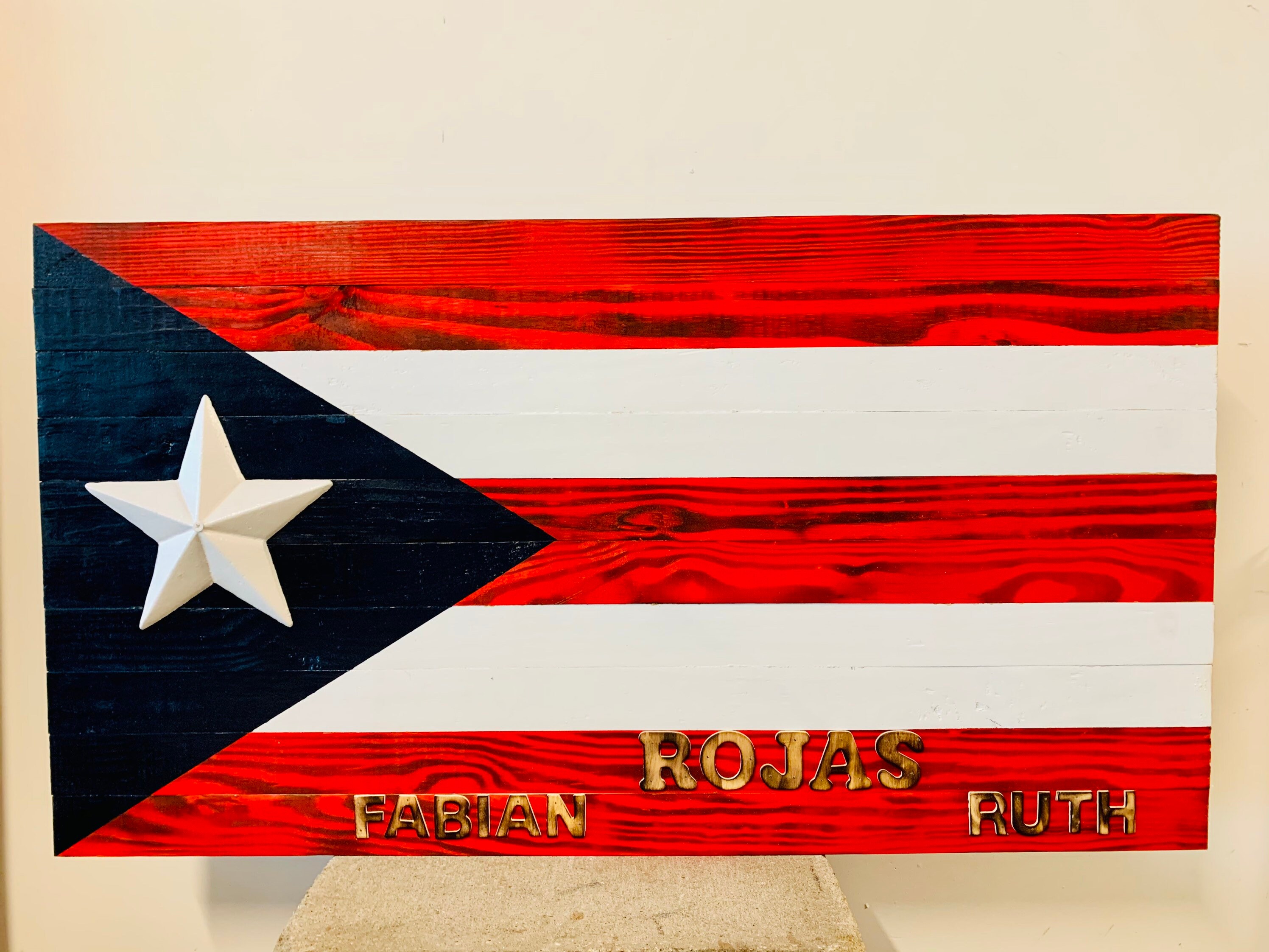 Puerto Rico Burnt Wood Flag Etsy