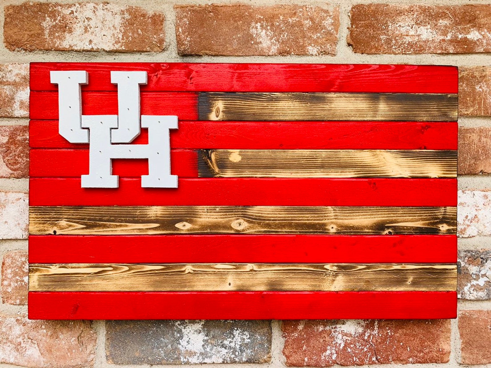 U of H burnt wood flag | Etsy