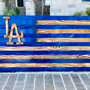 LA Dodgers Burnt Wood Flag