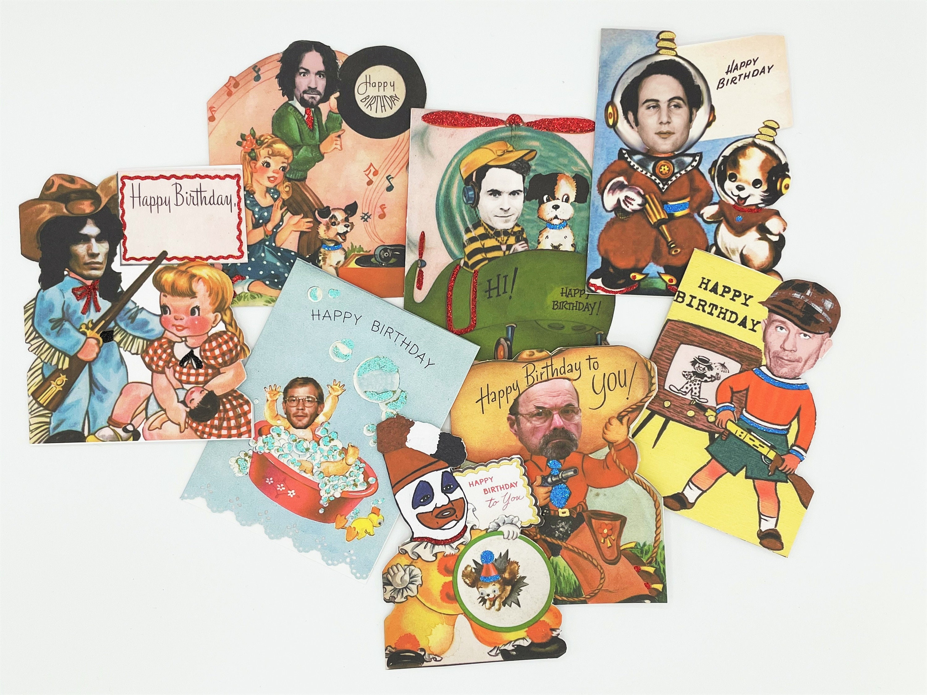Vintage True Crime Serial Killer Birthday Cards. Set of 8 with Etsy