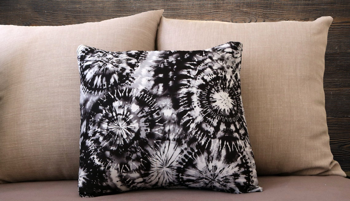 Tie Dye Pillow Case Black and White Pillow Cover Fireworks Etsy