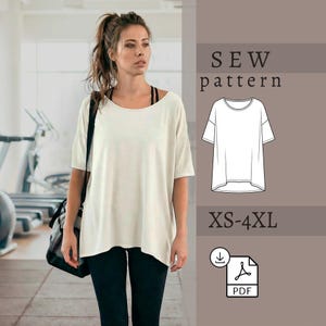 Pdf Sewing Pattern Sportswear Sewing Digital Download Tunic Template Beginner Friendly Quick Project Relaxed Fit Oversized Tshirt Inclusive