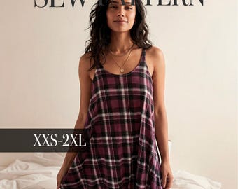Sleep Shirt Pattern  Bridesmaid Pajamas  Nightgown Sewing Pattern  Sleeveless Sleepwear  PDF Sewing Pattern  INSTANT DOWNLOAD