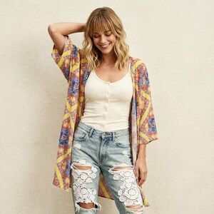 Digital Sewing Pattern Beach Kimono Cover Up Size Inclusive Design XXS Through 4XL Range Printable Download Project Beginner Friendly Instructions Summer Wardrobe Essential Swimsuit Cover Resort Wear Vacation Fashion Easy To Follow Steps