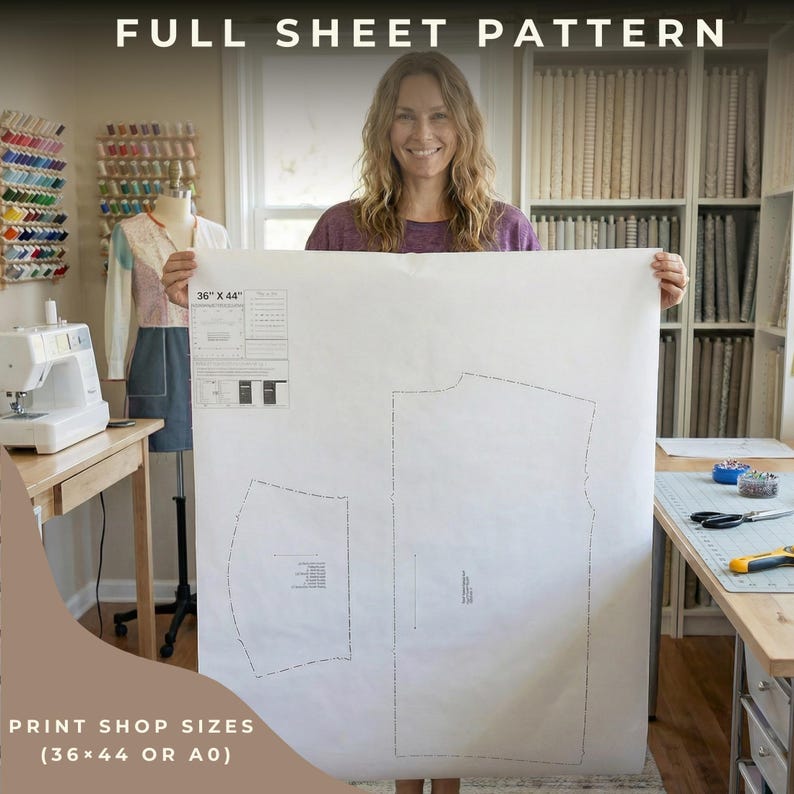 Pajama Top Beginner Sewing Pattern Oversized Design Easy Tutorial Simple Project Comfortable Shirt Casual Style Relaxed Fit Sleep Wear image 11
