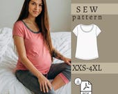 Maternity Shirt Sewing Pattern Digital Download Projector File Beginner Friendly Scoop Neck Top Design Pdf Women Clothing Plus Size Friendly