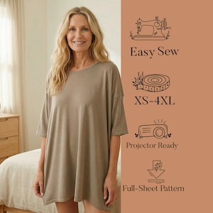 Pajama Top Beginner Sewing Pattern Oversized Design Easy Tutorial Simple Project Comfortable Shirt Casual Style Relaxed Fit Sleep Wear