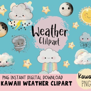 Cute Weather Clipart, Kawaii Weather Png Files For Commercial Use