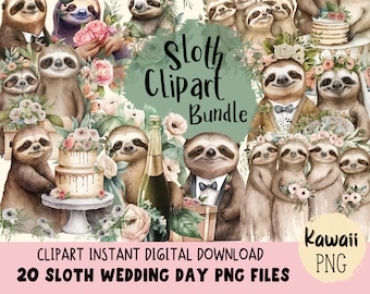 Sloth Clipart Watercolor Sloth Wedding PNG Commercial Use Animal Clip art