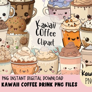 Kawaii Coffee Clipart Hot Chocolate PNG Cute Drinks Graphics Digital Art For Commercial Use