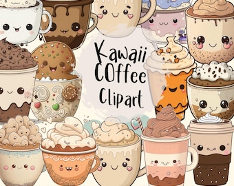 Kawaii Coffee Clipart Hot Chocolate PNG Cute Drinks Graphics Digital Art For Commercial Use