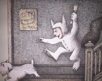 Where the Wild Things Are Book Plate Print. Maurice Sendak. Original Vintage Art Print.