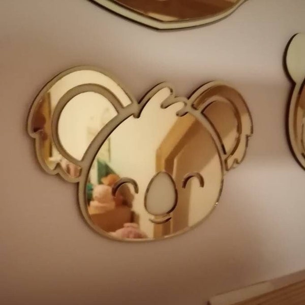 Miroir - tête animal - décoration - Koala à suspendre finition rosegold ou argent