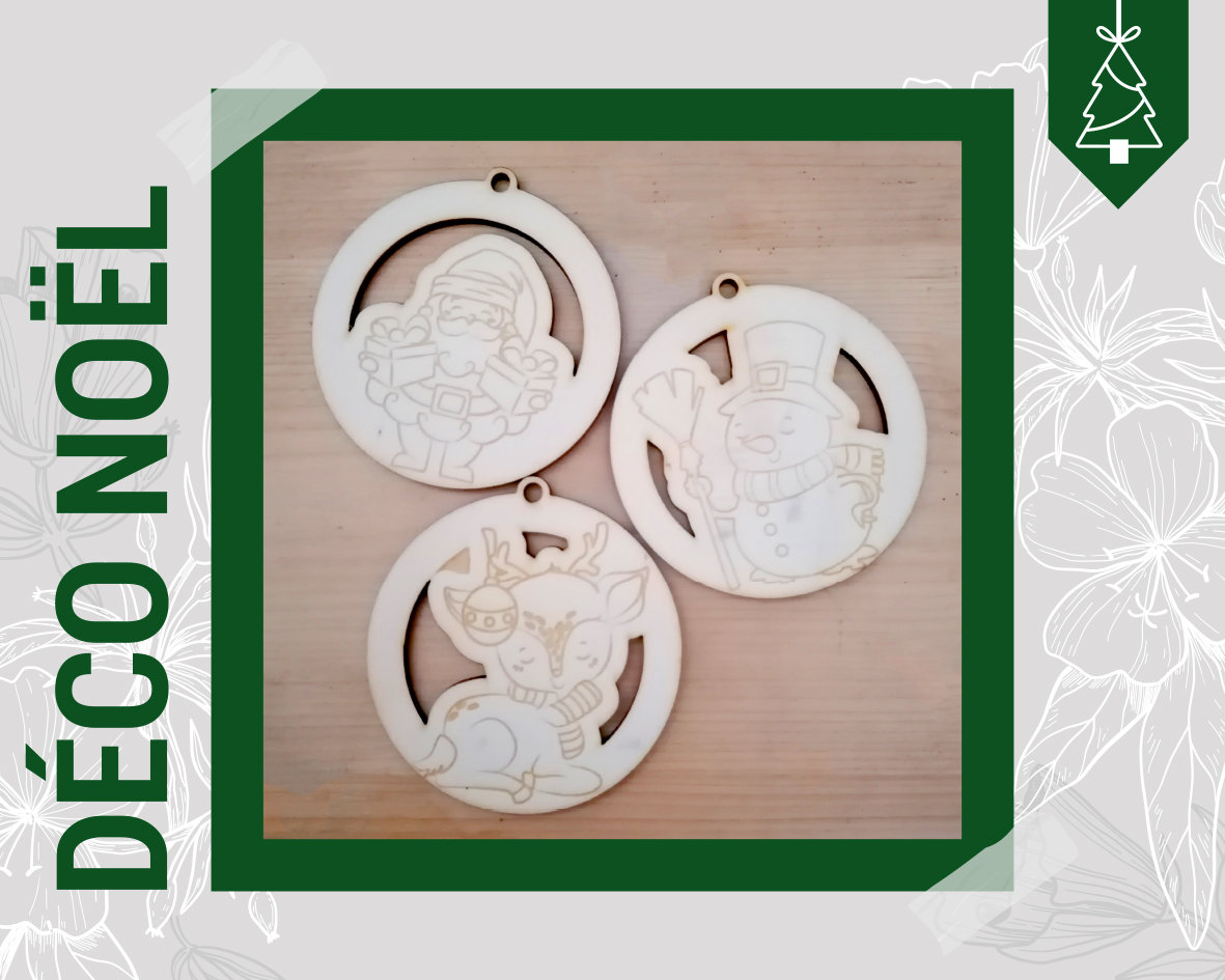 Lot de 3 Boules Noël à Peindre - Père Noël, Bonhomme Neige et Le Petit Rennes Activité Pour Décorer