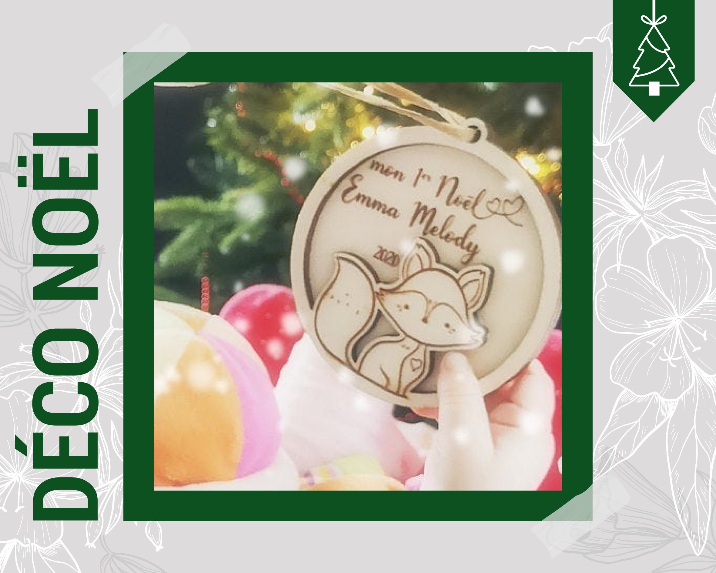 Boules de Noël Mon 1Er/Prénom et Année - Renard