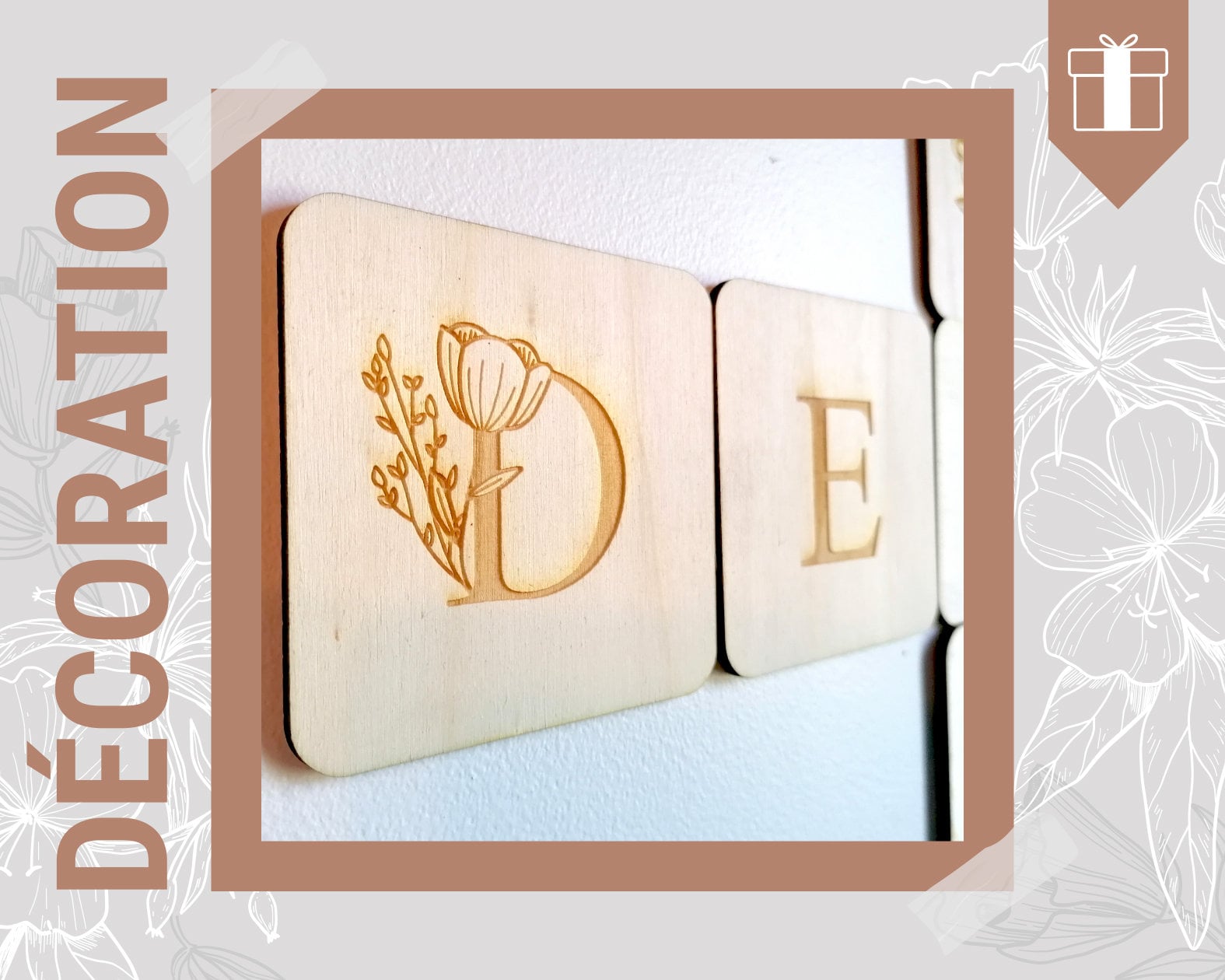 Les Lettres Scrabble 10cm - Majuscule Type Scrabble Pour Décorer Vos Murs 3 Versions | Florale, Aria