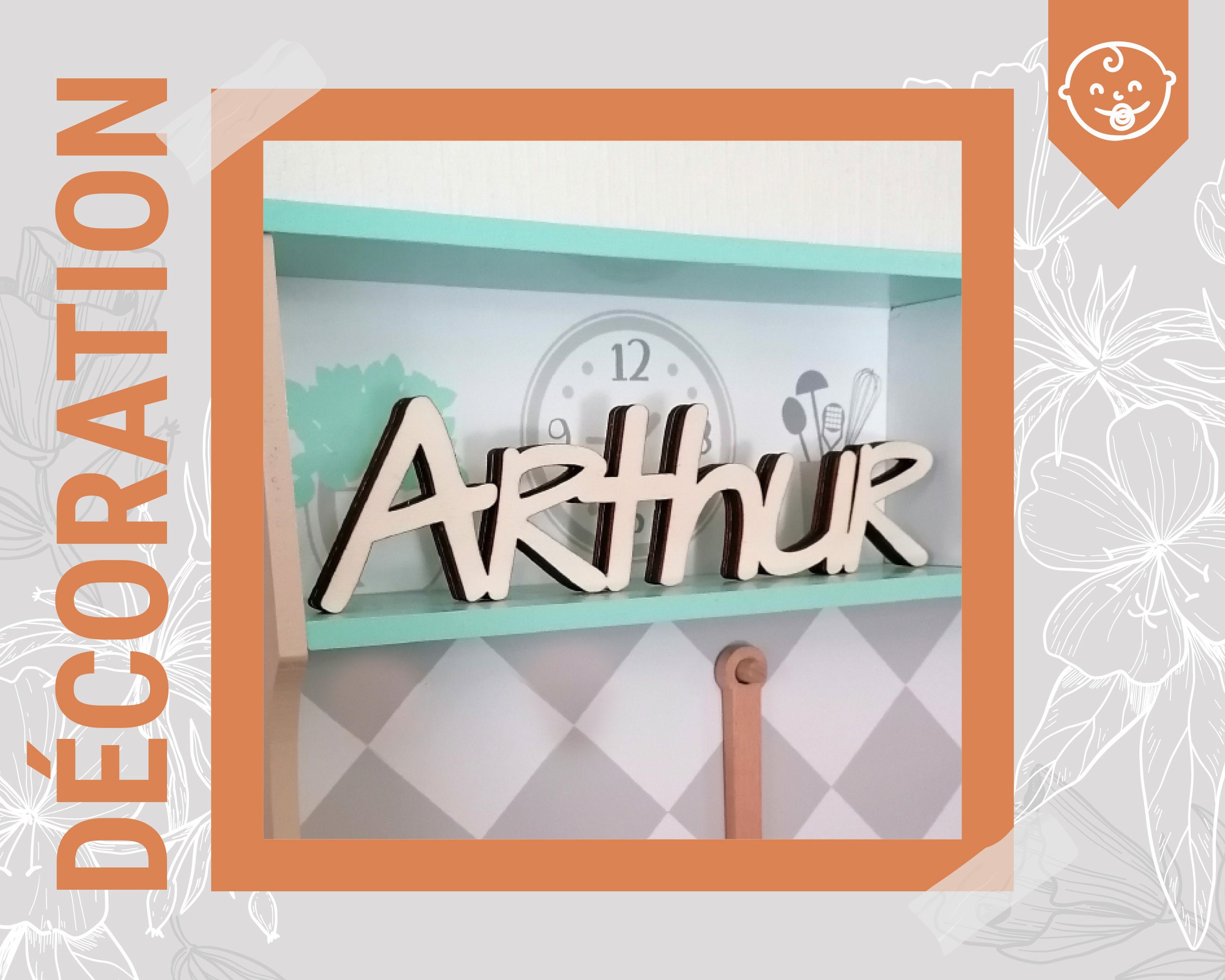 Le Prénom à Poser en Bois | Peuplier - Idée Cadeau Naissance, Anniversaire, Enfant