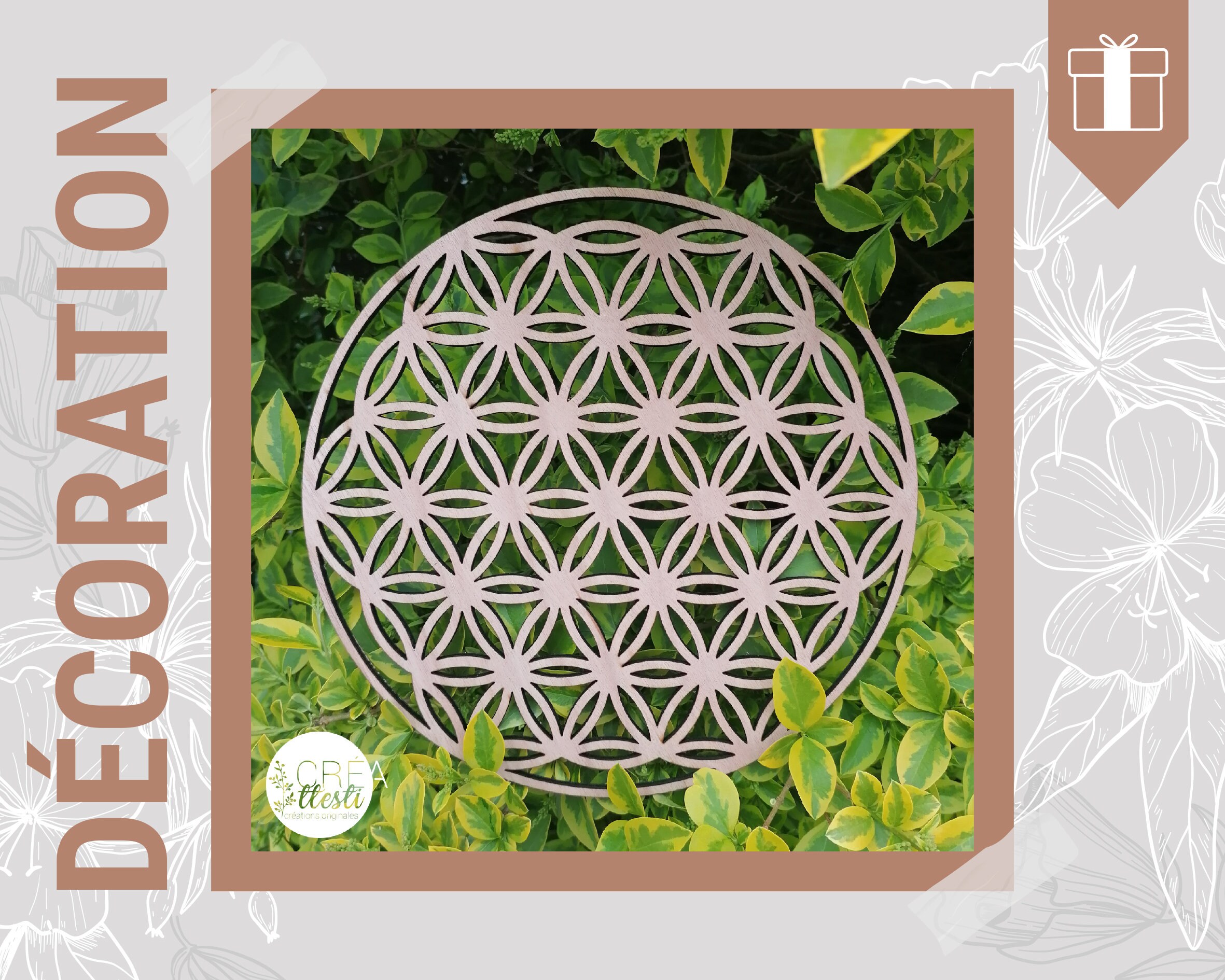 Fleur de Vie - 27 cm en Bois Peuplier