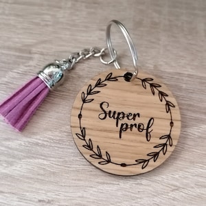 Llavero gracias profesora, gran profesora, etc. para personalizar con un grabado en madera