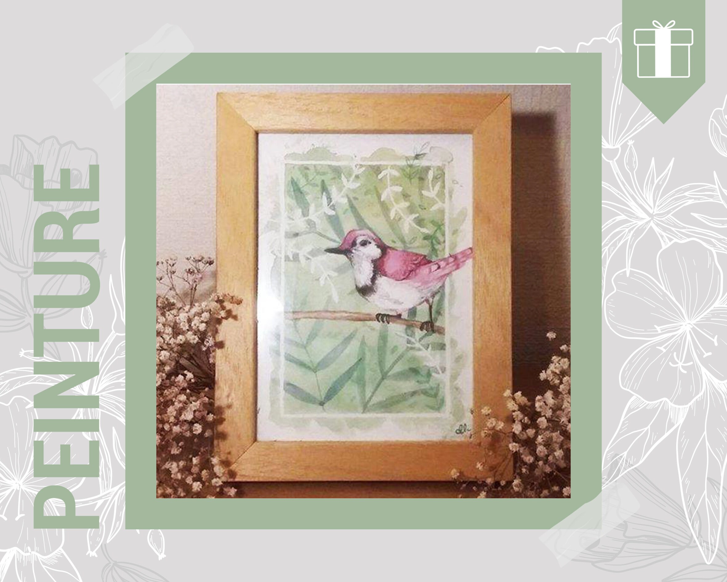 L'aquarelle Des Oiseaux - Idée Cadeau Pièce Unique Pour Fête Mères Aquarelle Originale