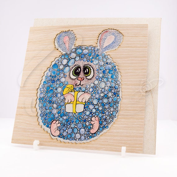Happy Bubble Card And Envelope Set Beige Color Texture Etsy