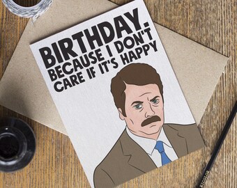 Parks and Rec Ron Swanson Birthday Card Parks and Recreation | Etsy