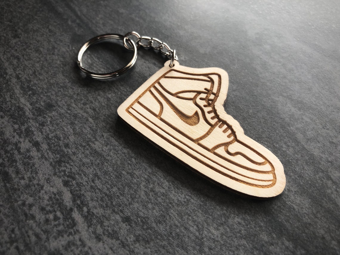 Nike Air Jordan 1 Mid Shoe Wood Keychain Etsy