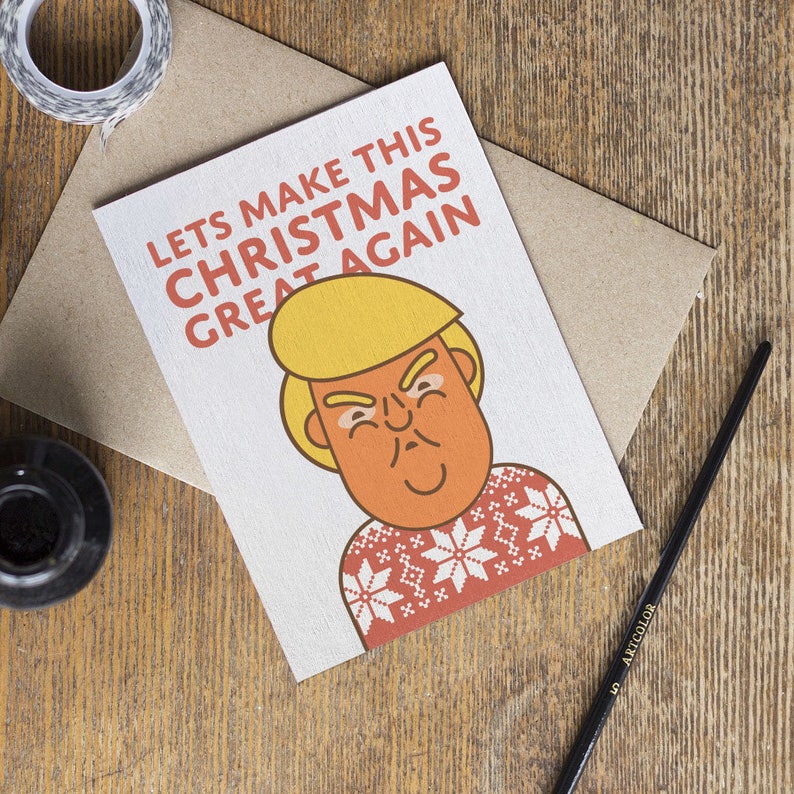 Donald Trump Christmas Card Meme Funny Holiday Cards Etsy