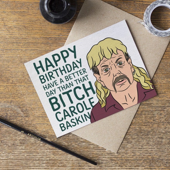 Tiger King Joe Exotic Carole Baskin Carte Danniversaire Etsy Tiger King Joe Exotic Carole Baskin Carte Danniversaire Etsy