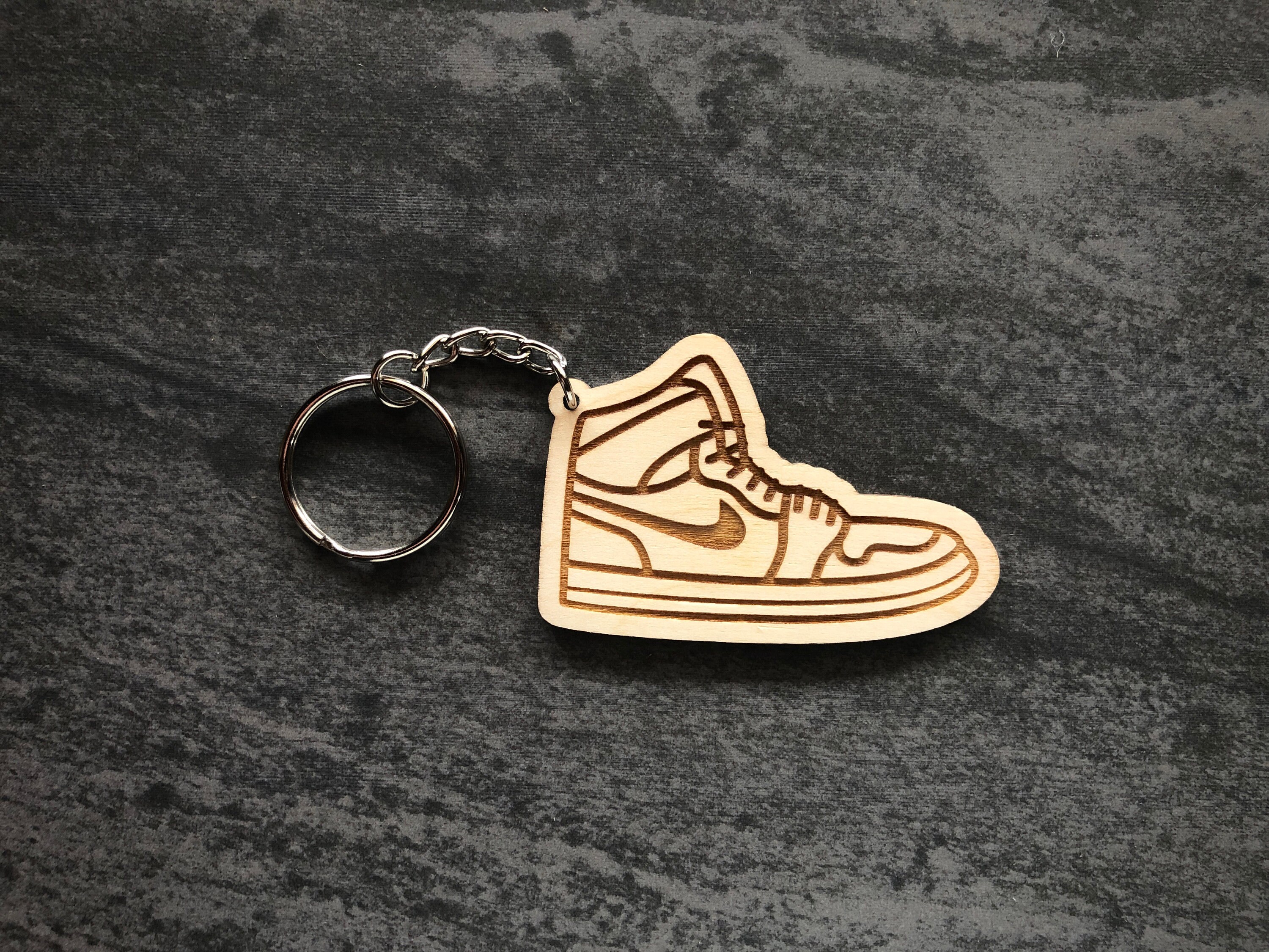 Nike Air Jordan 1 Mid Shoe Wood Keychain Etsy