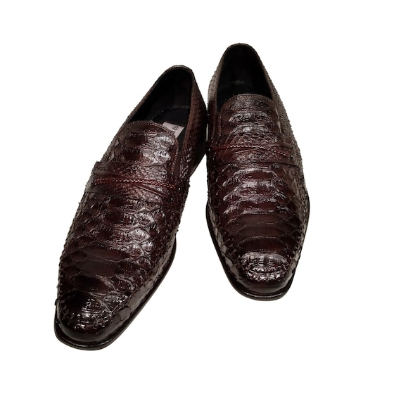 Python Snakeskin Men s Ronaldo Solid Brown Italian Leather Loafer