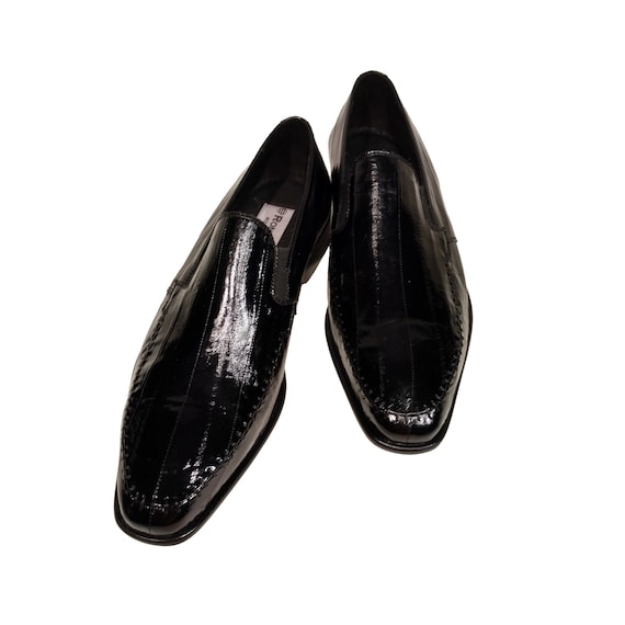 Eel Skin Men's Ronaldo Solid Black Italian Leather Loafer | Etsy