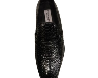 Men\'s Black Patent Leather Snake Skin Pattern Slip-On Dress Loafers 13US/46EU Amazon.com | BILLION VICTOR Men main image 4
